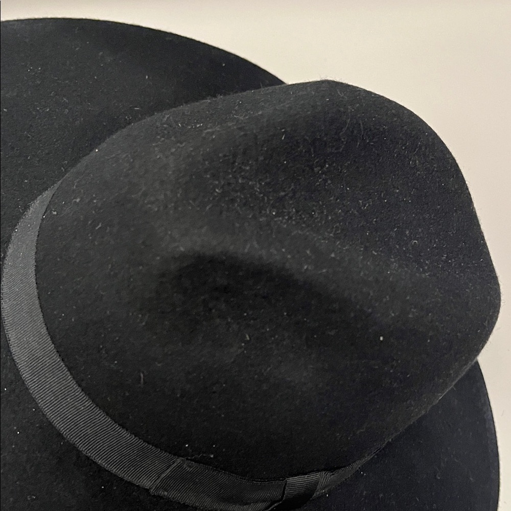 Chic Black Boho Wide-Brim Hat with ribbon band one size / preowned - Picture 4 of 11